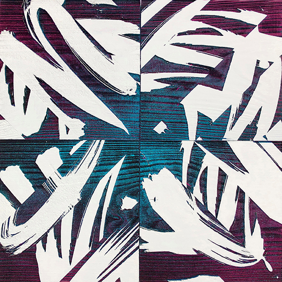 Splice, 2024, Oil, Acrylic & Spray Paint on Wood, 40cm x 40cm