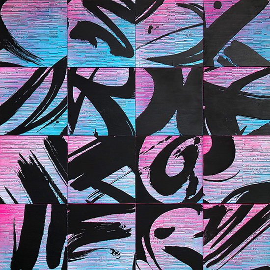 Koan, 2024, Oil, Acrylic & Spray Paint on Wood, 80cm x 80cm