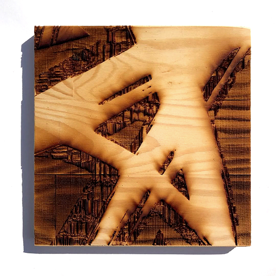 Raw, 2024, laser cut wood, 20cm x 20 cm