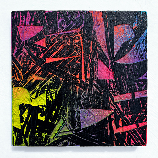 Renegade, 2025, Oil, Acrylic & Spray Paint on Wood, 20cm x 20cm
