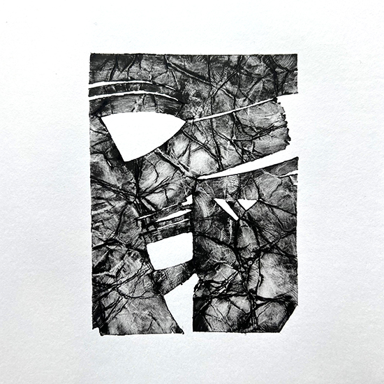 DEFY, 2026, Collograph, Oil on Paper, 20cm x 20cm