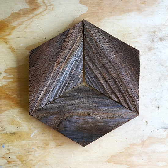 Hex II, 2023, Timber, 20cm x 20cm